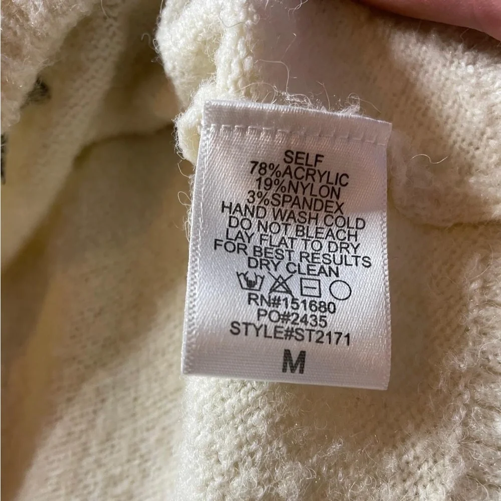 STORIA Rainbow Stars Cream Balloon Sleeves Oversized Sweater M - Picture 5 of 5